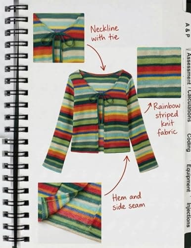 ZAFUL Swimsuit Coverup Shirt for Women Crochet Cardigan Bathing Suit Cover Up Long Sleeve Cover Ups Top Strip Green M - Thumbnail 6