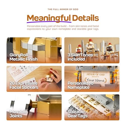Little Nehemiah Armor of God Christian Building Blocks 1080pcs Bible Building Set for Kids 8+ Bible Story and Bricks Educational Religious Toy, Christian Gifts & Religious Gifts for Kids - Thumbnail 5