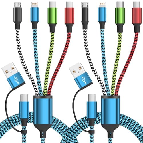 Jogrytece USB A/C 4 in 2 Charging Cords,Dual Type C Mulit Charging Cable for Cruise Travel Essentials 2026,2Pack 5FT Multi Charger Phone Charger Cord for iPhone 17-11/Samsung/Tablets/PS Home,Office - Image 1