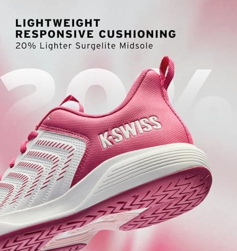 K-Swiss Women's Ultrashot Light Pickleball Tennis Shoe - Lightweight Court Shoes Lateral Movement Stable Support, White/Red 8 M - Thumbnail 5