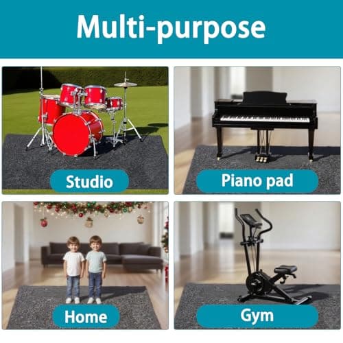 4x6FT Drum Mat with Non-Slip Grip Bottom Rug Woven Fabric Carpet Pad Ideal Gift for Drummers Noise Reduction Jazz Electric Set Accessories - Thumbnail 4