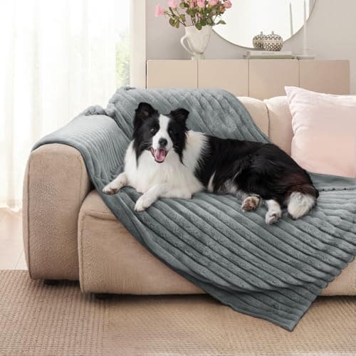 ZAKAPAWS Waterproof Pet Blanket for Large Dogs & Cats - Reversible Calming Plush, Washable Furniture Cover for Couch, Bed, Car Seat, Blocks Leaks, Stains & Pet Fur (Grey, 30"x40") - Thumbnail 5