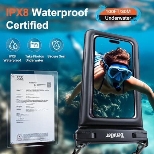 Bersiler Floating Waterproof Phone Pouch 2 Pack, IPX8 Waterproof Phone Case with Double Space, Beach Cruise Vocation Essentials, Underwater Cell Phone Dry Bag for iPhone 17 16 15 Galaxy S26 Ultra - Thumbnail 4