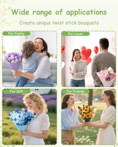 400 Pcs Pipe Cleaner Flower Kit, Pink Pipe Cleaners Bulk, 4 Color Fuzzy Sticks Set for Tulip Flowers Making, Thick Chenille Stems for Arts DIY Craft as Gift (Pink) - Thumbnail 5