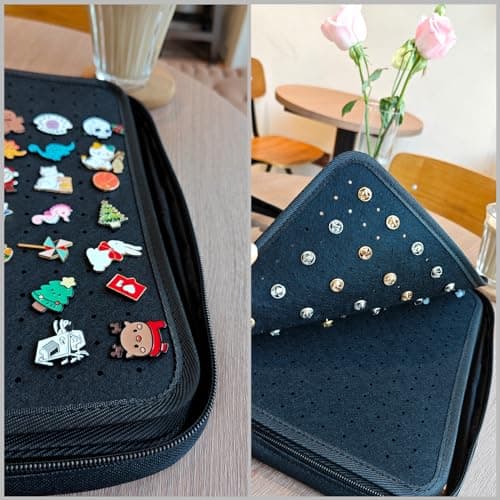 Mi Ya Mi Lai 5 Black binder 4 Space Pages Transparenter Pin Books For Collectors, Enamel Pin Display Pages Pin Carrying Case, Travel Brooch Pins Display Bag(5 Black binder 4 Spacers,Bag Only) - Thumbnail 6