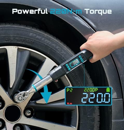 Seesii 3/8" Digital Torque Wrench, ±2% Accuracy, 0–220 N·m/0–162 ft-lbs, LCD Display, Real-Time & Peak Modes, Preset & Data Storage, Dual Alarm, Electric Torque Wrench for Bicycle, Car, Motorcycle - Thumbnail 2