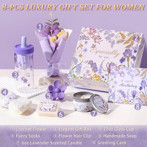 Birthday Gifts for Women, Purple Birthday Gift Box Gift Set for Her - Thumbnail 2
