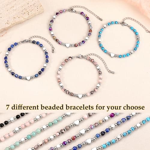 Btysun Christmas Gift for Daughter, Daughter Gifts Beaded Bracelets for Women Christmas Bracelets Gemstone Bracelet Trendy Stuff Stocking Stuffers for Women - Thumbnail 6