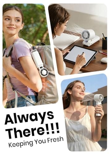 Deyhoc Portable Handheld Turbo Fan, 1-199 Speed Adjustable with LED Display, High-Power Motor, Rechargeable Battery, 4 IN 1 Pocket Design Mini Fans for Indoor/Outdoor/Travel/Work, White - Thumbnail 5