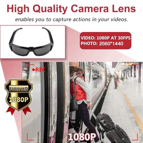 Limiete 1080p HD Camera Sunglasses – Hands-Free Video Glasses with Motion Detection/No Wi-Fi Needed/Supports up to 512GB MicroSD/Lightweight Solid Frame/USB Charging Cable Included - Thumbnail 5