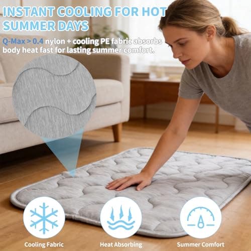 PETZOOKA Dog Cooling Mat Q-Max>0.4 Self Cool Pad for Dogs and Cats with Anti-Slip Bottom, Washable Portable Pet Sleeping Pad for Summer，X-Larger Size 47.2" *29.6" - Thumbnail 2