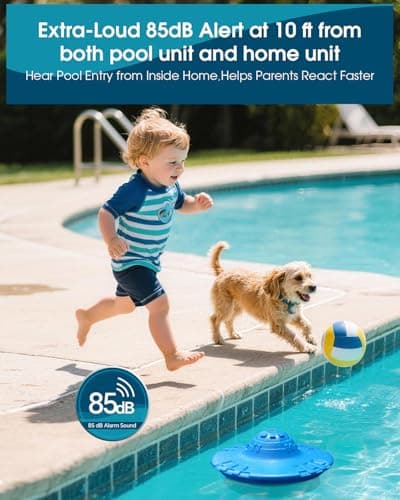 Pool Alarm for Inground & Above Ground Pools,Adjustable Sensitivity Water Detection Alarms Covers 20x40ft,85dB+ Safety Alert for Kids,Pets & Accidental Entry,Weatherproof UV&Corrosion Resistant BU&GR - Thumbnail 2