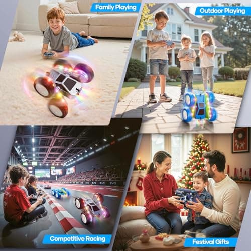Remote Control Car, 360° Flips Rotating RC Stunt Car with USB-C Charge Modular Battery, 4WD RC Cars with LED Lights Strips, All Terrain RC Truck Toys for Kids 3+ Year Old Boys Christmas Birthday Gift - Thumbnail 6