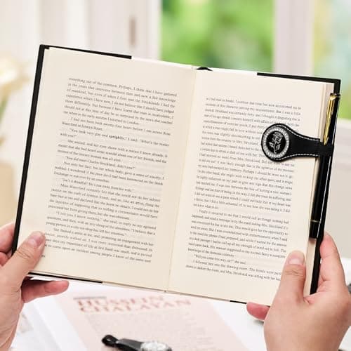 2Pcs Magnetic Leather Bookmarks with Gift Box Magnetic Pen Holder Book Marks Clip Gift for Book Lover Readers Cute Bookmark for Women, Black - Thumbnail 2