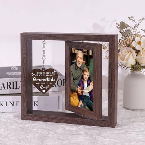Boiveco Side by Side or Miles Apart Grandkids are Close to the Heart Picture Frame 4x6 First Time Grandparents Gifts, New Grandma and Grandpa Gifts, Thanksgiving Birthday Christmas Grandparents Day Gift - Thumbnail 4
