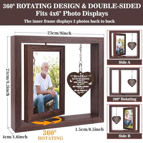 Boiveco Memorial Gifts for Loss of Brother, Sympathy Gift for Loss of Brothers Memorial Picture Frame, In Memory of Brother Grief Remembrance Bereavement Sentimental Gifts, Display Two 4x6 Photos - Thumbnail 4
