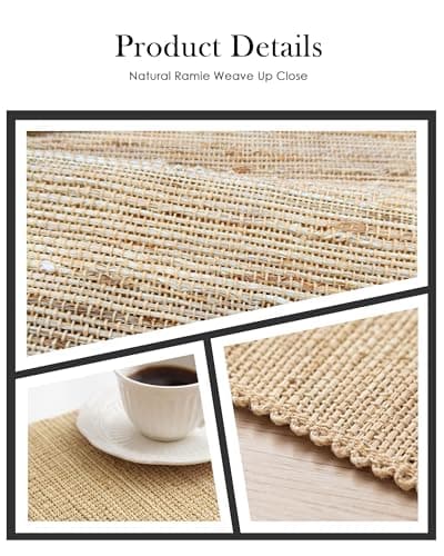 Handwoven Natural Fiber Placemats Set of 6, 12”x18” Woven Table Mats for Dining Table, Heat-Resistant & Washable, Farmhouse, Boho & Neutral Home Decor - Thumbnail 5