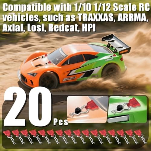 RC Car Body Clips Pins with Pull Tabs for 1/10 1/12 TRAXXAS Axial Redcat HPI Himoto HSP Exceed RC Truck Car Crawler Truck Buggy On Road Touring Racing Shell Replacement, 20-Pack (Red) - Thumbnail 4
