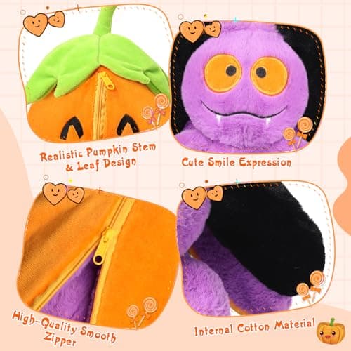 MIAODAM Bat Stuffed Animal, 11inch Reversible Pumpkin Bat Plush, Cute Plushies Toy Gift for Kid Toddler Girls Boys - Thumbnail 3