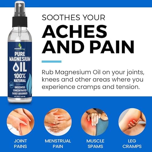 Pure Magnesium Oil Spray 8oz - Topical Magnesium Spray for Sleep Extra Strength - Less Sting - Less Itch - 100% Natural and Organic Oil - Made in USA - Thumbnail 3