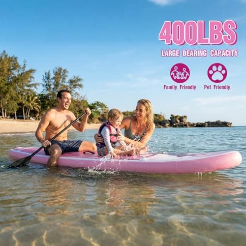 FEATH-R-LITE Inflatable Paddle Board Stand Up Paddleboards for Adults SUP with Premium Accessories Pump, Adjustable Paddle, Leash, Three Fins, Backpack (Blush Moose) - Thumbnail 3
