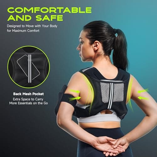 Liveet Weighted Vest, Weighted Vest for Women Men, 10lb Weight Vest with Pocket Reflective Strips Adjustable Buckle Straps SGS Certified Weight Vest for Walking Running Strength Training Cardio Workout - Thumbnail 3