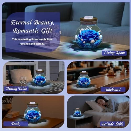 Gifts for Women Mom Birthday Gift Preserved Rose Eternal Forever Flower in Glass Wishing Bottle with LED Light Flowers for Delivery Prime for Grandma Mother Wife Sister Her Girlfriend Valentine Day - Thumbnail 5