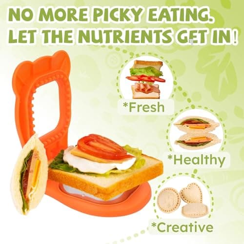 XBllcyiv Uncrustable Sandwich Maker,Sandwiches Pocket Circle Shape 3.7Inch Sandwich Cutter and Sealer,Sandwich Cutter for Kids Breakfast and lunchboxes (Orange) - Thumbnail 4