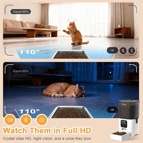 PGID Automatic Cat Feeder with Camera, 1080P HD Video with Night Vision, 2.4G WiFi Pet Feeder for Cat & Small Dog, 2-Way Audio & Meal Call Pet Food Dispenser, Motion Capturing Auto Dog Feeder 6L - Thumbnail 3