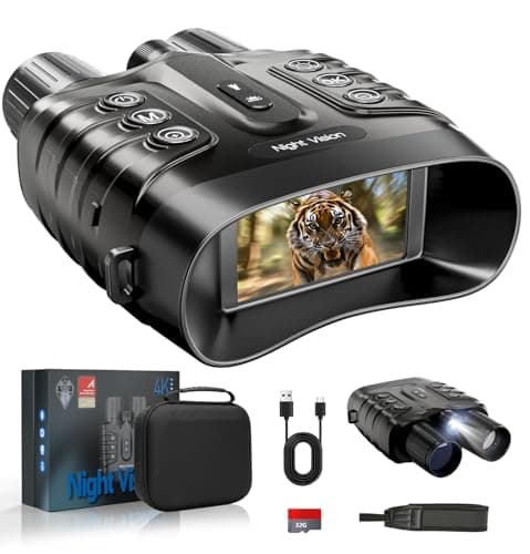 Night Vision Binoculars, 4K Full-Color Night Vision Goggles 10000mAh, 48MP 8X Digital Zoom 1968FT - Adult Infrared Nightvision 3'' HD Screen 32GB Card for Camping Security Men's Gift - Image 1