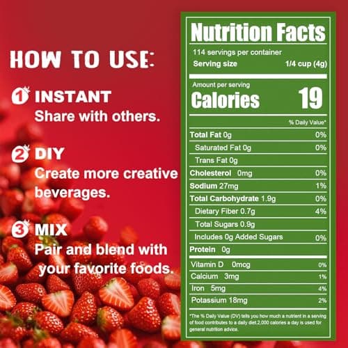 16 Oz/1lb Freeze Dried Strawberries Pieces, Resealable Bucket Dehydrated Strawberry - Premium Dried Fruit Bulk No Added Sugar Snack for Smoothies, Oatmeal, Yogurt, Baking, Dessert & Trail Mix - Thumbnail 2