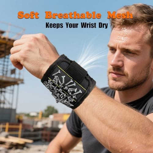 PAIGOIN Magnetic Wristband for Tools,Screws,Nails,Screwdriver and Drill Bit,with Powerful Magnets Screw Holder, for Dad Husband Men Grandpa Boyfriend from Daughter Son Wife - Thumbnail 2