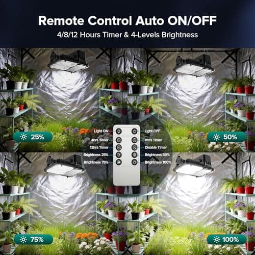 SANSI Grow Lights for Indoor Plants, 70W Full Spectrum Plant Lights for Indoor Growing, High PPFD IP65 Dimmable LED Growing Lamp for Seed Starting, Grow Tent Light 2x2 Auto On/Off Timer Remote Control - Thumbnail 4