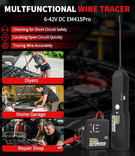 EM415Pro Wire Tracer Electrical Automotive Open & Short Finder, VEHLIVE 6-42V DC Circuit Tester Automotive Circuit Breaker Finder Fault Probe Wire Tracker Electrical Cable Tracer for Car, Boat,Trailer - Thumbnail 2