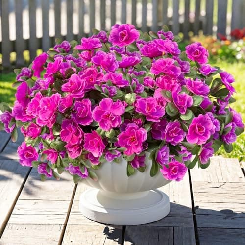 ICX 6 Bundles Artificial Impatiens Flowers for Outdoors,Realistic Silk Flowers Uv Resistant, Spring Fake Outdoor Flowers for Planter Porch Patio Balcony Garden Decoration (Purple - Image 1