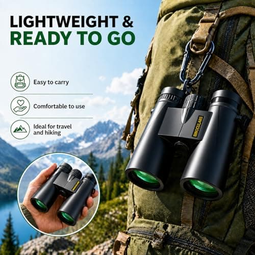 Asacam 12x42 Binoculars for Adults, High Powered Binoculars with Large Eyepiece, Lightweight HD BAK4 Prism for Bird Watching, Travel, Hunting, Camping, Sports - Thumbnail 5
