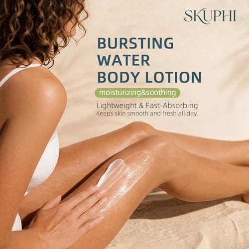 SKUPHI Soothing Body Lotion, Fast Absorbing Water-Burst Moisturizer for Dry Skin, Non-Greasy Hydrating Lotion with Hyaluronic Acid, Glycerin, Shea Butter, White Grapefruit Scent, 6.76 Fl Oz - Thumbnail 6