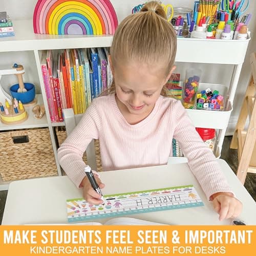 Hadley Designs Desk Name Tags for Classroom –25 Student Name Tags for Desks, 13x3 Name Plates for Classroom Decor, Teacher Supplies, Crayon Nametags, 1st-3rd Grade Kindergarten Preschool Must Haves - Thumbnail 5