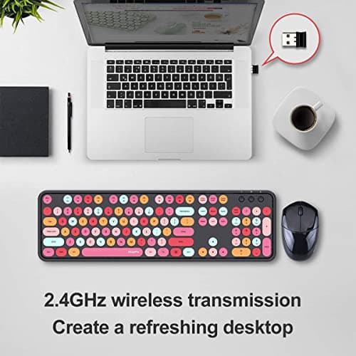 MOFii Wireless Keyboard and Mouse Combo, USB 2.4GHz Full Size Typewriter Keyboard with Number Pad and Sport Car Mouse for Office PC Computer Desktop Laptop Windows (Black Colorful) - Thumbnail 2