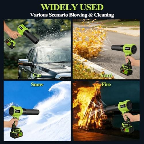 Plymax Cordless Leaf Blower, 800,000 RPM Electric Handheld Leaf Blower, Leaf Blower Cordless with 2×4.0Ah Batteries & Charger,Snow Blowers with 2-Nozzles for Patio,Lawn Care,Dust,Snow & Car Drying - Thumbnail 4