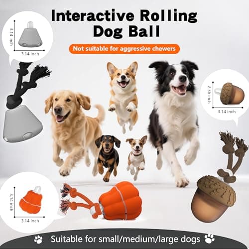 Hanarook Interactive Dog Toys, Automatic Moving Rolling Dog Toys to Keep Them Busy, Motion-Activated Bouncing Vibrating Dog Ball for Small/Medium/Large Dogs (Acron) - Thumbnail 6