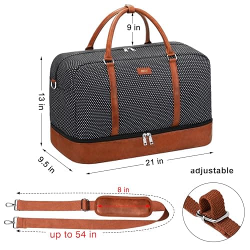 IBFUN Weekender Bags for Women, 21" Weekender Travel Bag, Travel Duffle Bag with Shoe Compartment Carry on Overnight Duffel Bag for Weekend Travel Business Trip - Thumbnail 3