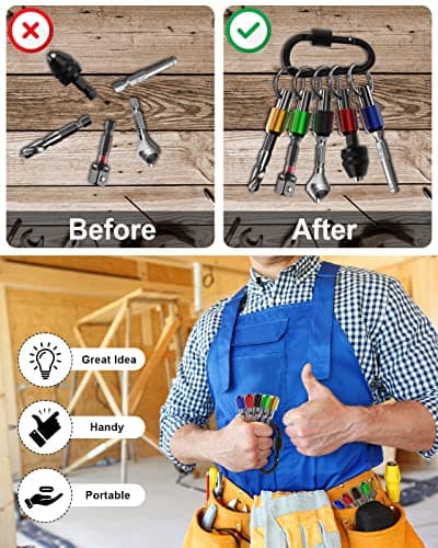 Tool Gifts, Upgrade, Steel Material, Katerk 5PCS 1/4 Inch Hex Shank Screwdriver Bits Holder Extension Bar Screw Adapter Drill Handy Heavyduty Keychain Bit Holder for Electric Screwdrivers, 5 Colors - Thumbnail 3