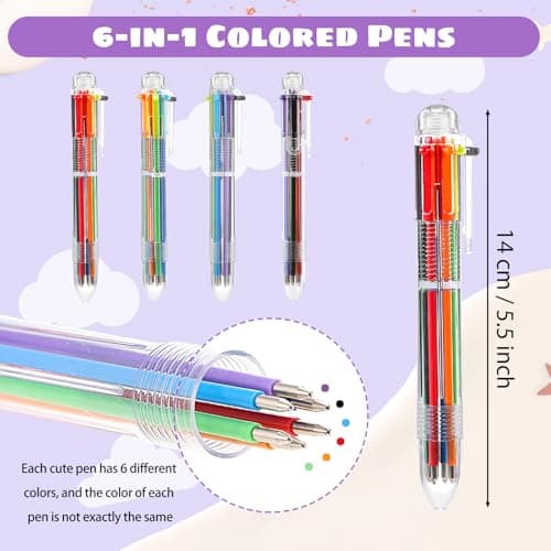 BESARME 20 Pcs Cute Pens Bulk for Teacher, End of Year Students Gifts from Teacher 6-in-1 Multicolor Pen Retractable Prizes for Kids Classroom Office School Supplies Birthday Party Favors Gifts - Thumbnail 2