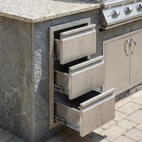 GarveeTech Outdoor Kitchen Triple Drawers, Stainless Steel, Heavy Duty with Handles, Weather-Resistant Flush Mount, BBQ Island Drawer for Patio Grill Station, 14.7" W x 24.5" H x 18.5" D - Image 1