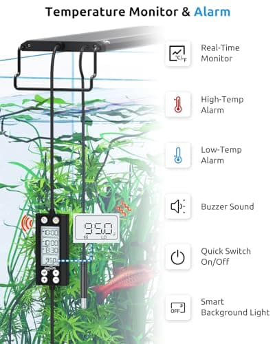 SEAOURA Aquarium Light with Temp Alarm, 36-42in Full Spectrum LED Lights, 24/7 Programmable with Power Off Memory, WRGB Custom, 20 Level Dimmable Brightness for Freshwater Fish Tanks - Thumbnail 6