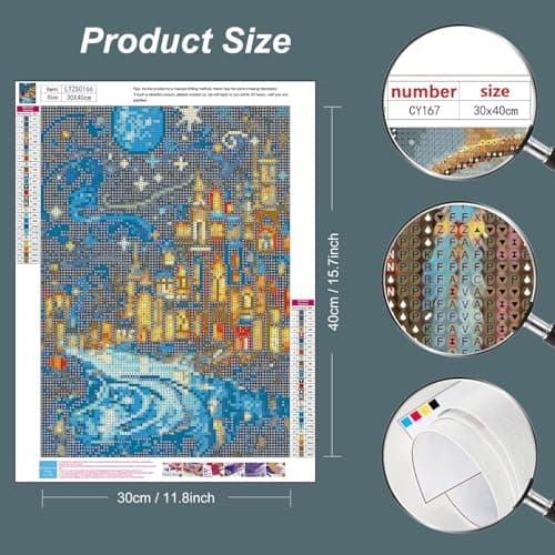 Lophomie Diamond Art Kits for Adults, 5D DIY Starry Night Diamond Painting Kits for Adults Beginners, Diamond Dots Kits Gem Arts Crafts for Home Wall Decor 12x16 Inch - Thumbnail 4