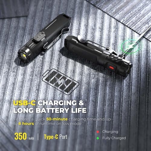 HOKOILN Keychain Flashlight, Bright 650 Lumens USB-C Rechargeable Mini Flashlight, Waterproof Small Pocket Light for Everyday Carry, Camping, Hiking, Emergencies (1, Midnight Black) - Thumbnail 6