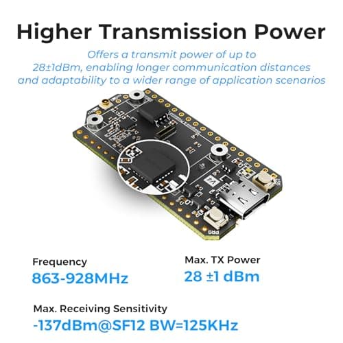 YELUFT 1 Set ESP32 LoRa V4 Development Board + 3000mAh Battery, Upgraded ESP32-S3 16MB Flash WiFi Bluetooth 28dBm High Power SX1262 LoRa for Meshtastic Arduino IoT LoRaWAN - Thumbnail 3