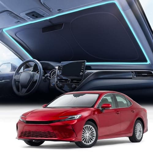 2026 Upgraded Nmoiss Car Windshield Sun Shade [Dot Matrix Reflective Coating] Extended Edge No Light Leakage Design Cooling Protect Car Interior from UV Damage Small - Image 1